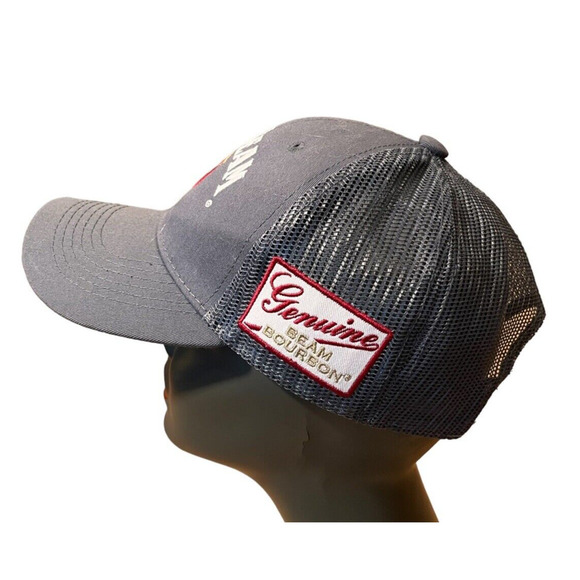 Jim Beam Trucker Hat Cap Gray Logo Snapback Cap Mesh OSFA Whiskey Bourbon EUC - Picture 4 of 6